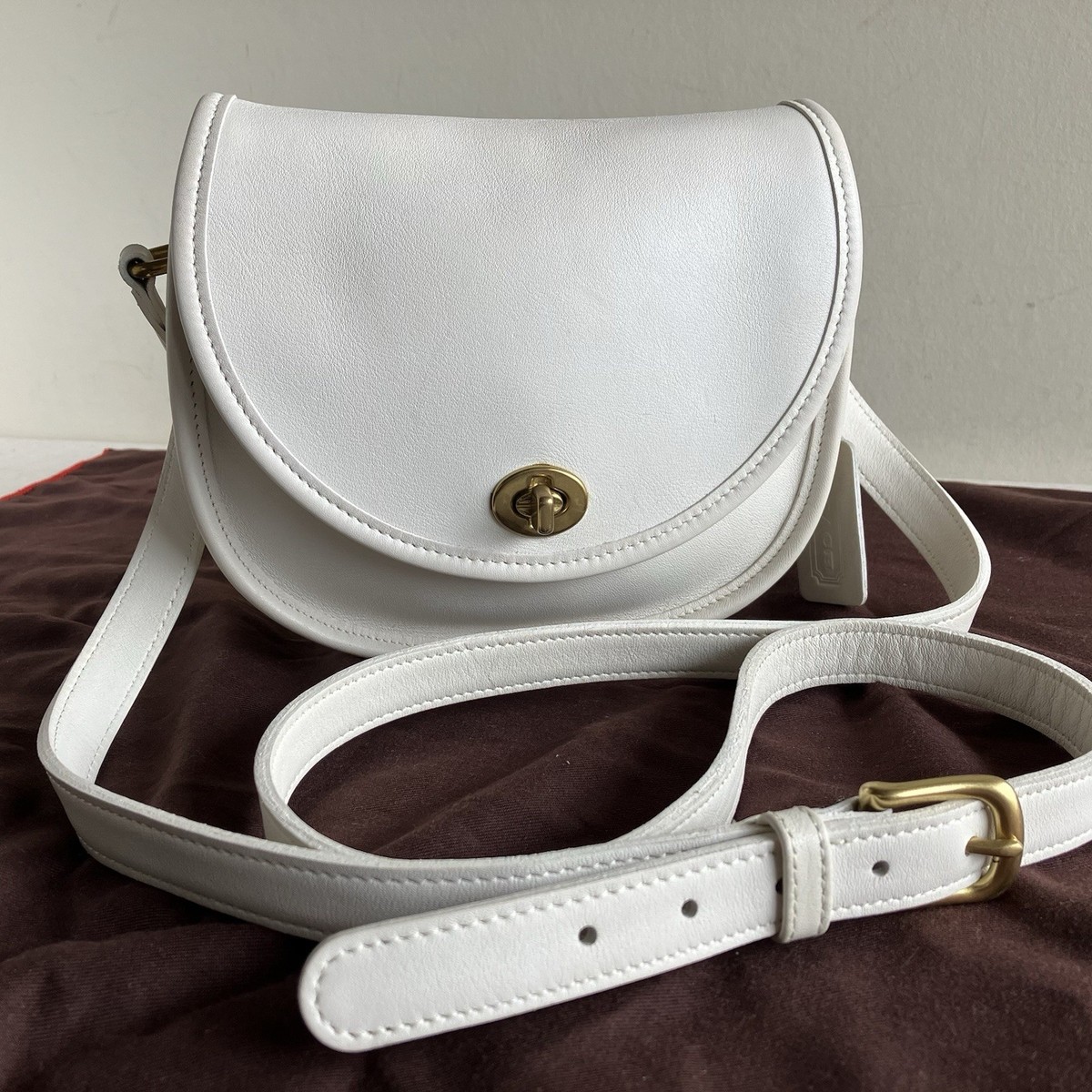 Vintage Coach Watson Bag Bone Leather Crossbody Turnlock USA 9981
