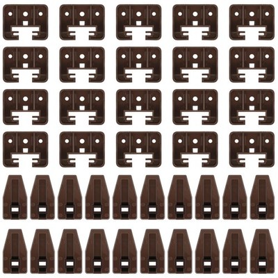 Ripeng 20 Set Plastic Drawer Slides and Guides Replacement Furniture Brown