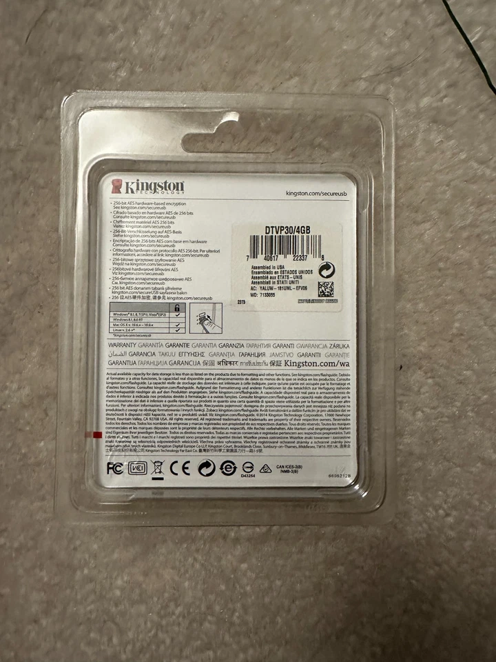 Kingston Technology 4GB Data Traveler, Vault Privacy Edition, USB 3.0 Sealed New - Image 2 of 2