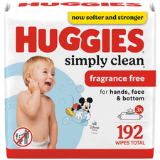Simply Clean Unscented Baby Diaper Wipes, 3 Flip-Top Packs 192 Wipes Total , Pa