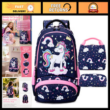Unicorn School Backpack Set for Girls - Cute Bookbag for Elementary Kids