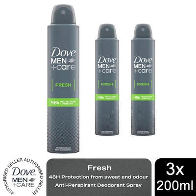 Dove Men+Care Fresh Antiperspirant Deodorant Spray for 48H Protection 200ml, 3pk