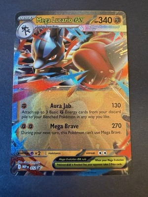 Pokémon TCG Mega Lucario EX 340 HP Promo Holo Full Art ME 012 English