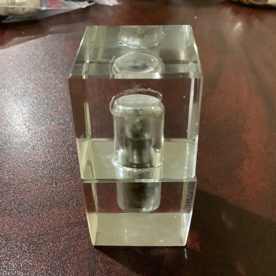 (6h)Vtg Unique Double Ice Cube Style Strikalite Table Lighter Not Working S/p/d