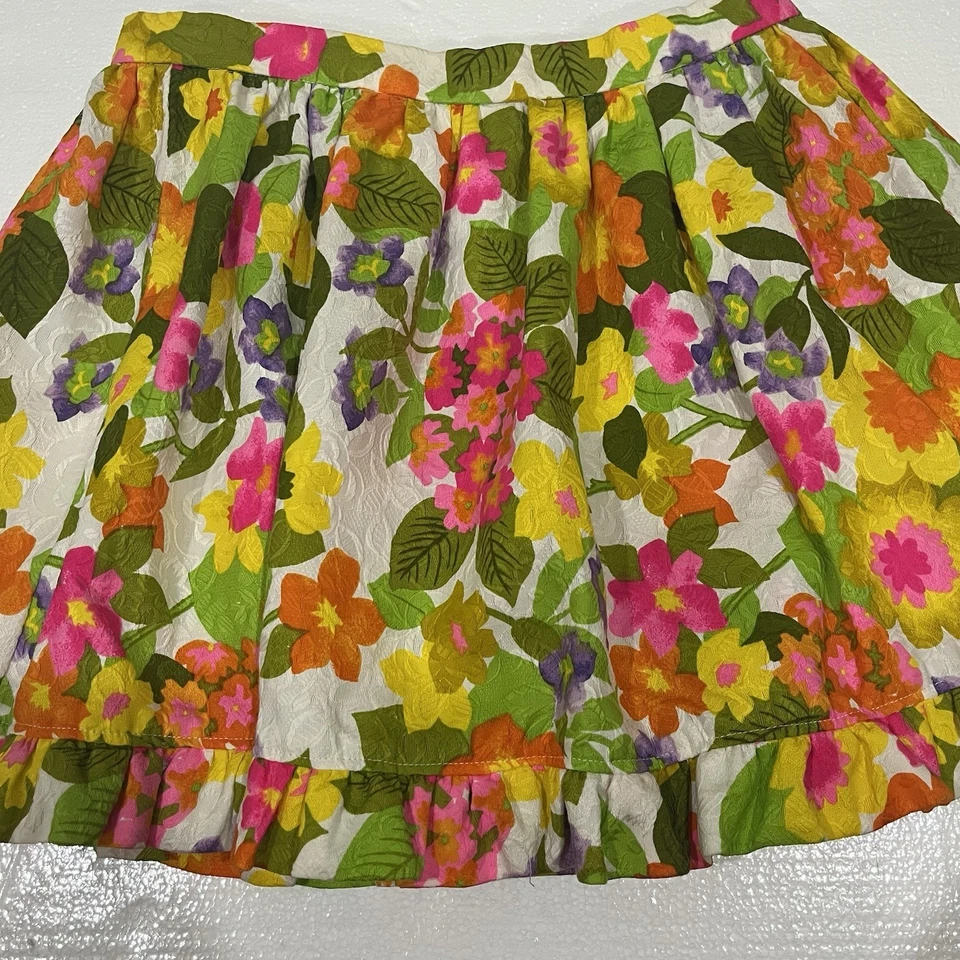Minifalda pequeña vintage años 60 70 personal Leslie Fay floral envolvente con volantes Foto 4 de 4