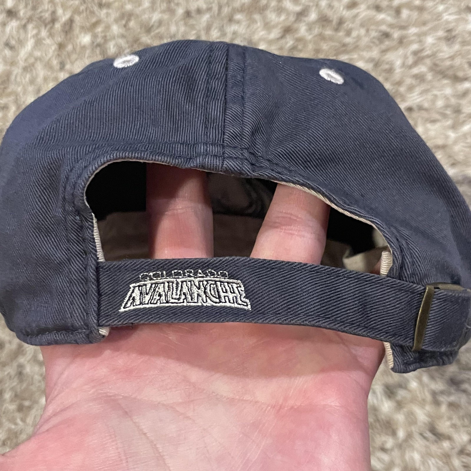 Vintage Colorado Avalanche Hat Twin Enterprise Strap Back Blue White NHL Dad Hat