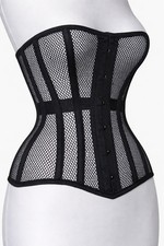 Heavy Duty Steel Boned Over Bust Waist Trainer Black Mesh Extreme Corset