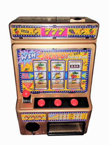 777 Lucky Tabletop Retro Slot Machine Casino Toy Lights and Sound 12.5" Tall