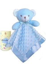 NEW Baby Newborn Security Blanket Lovey Silky Soft Minky Blue Bear 16 Inch