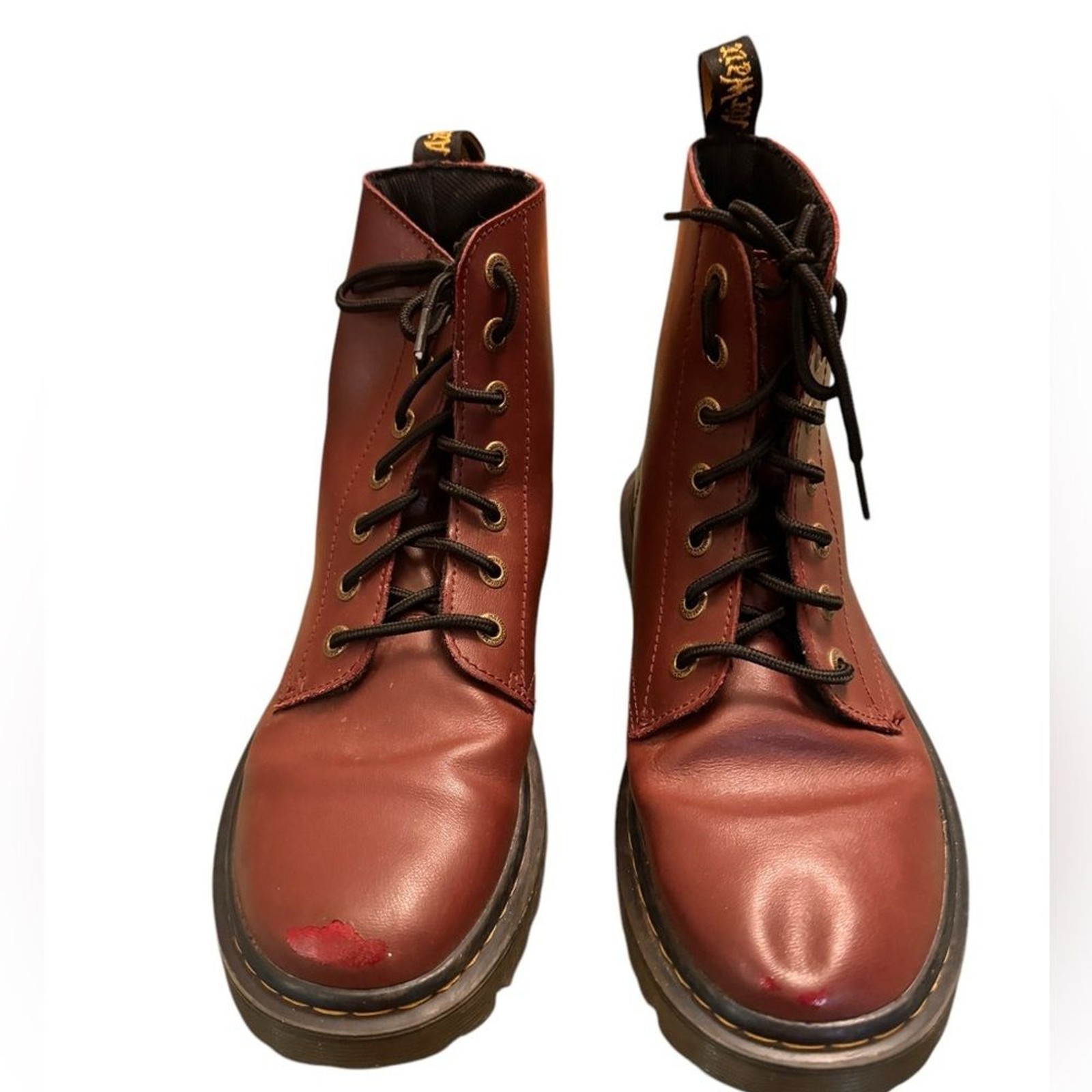 Dr. Martens Doc Luana Cherry Red Leather Combat Boots US 10 EU 42 AW004 in GUC thumbnail 4