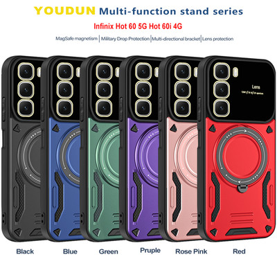 For Infinix Hot 60 5G, Magnetic Ring Holder Hybrid Armor KickStand Case Cover