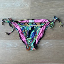 Trina Turk Black Sea Garden Tie Side Hipster Swim Bikini Bottom sz 8