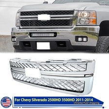 Chrome Front Upper Grille Mesh For Chevrolet Silverado 2500hd 3500hd 2011-2014