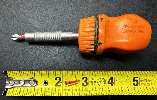 SNAP ON SSDMR1AO 4-5/16" Ratcheting Magnetic Stubby Screwdriver (Orange) USA