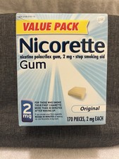 Nicorette Nicotine Gum Original NIB 170 Pieces 2mg Exp 08/2026