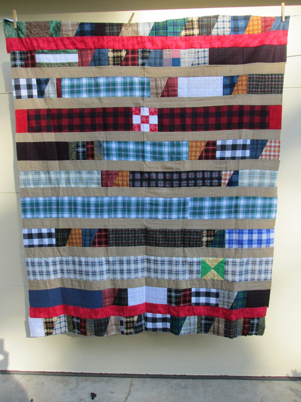 Handmade Plaid Flannel Quilt Top - About 50" x 60" - Soft & Warm