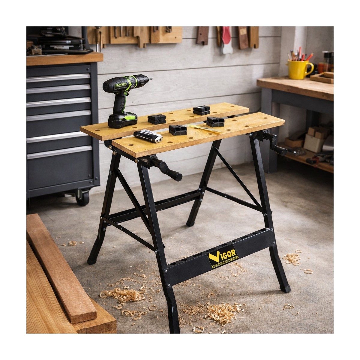 Établi pliable de serrage INTEC établi de chantier robuste capacité 150kg - 4