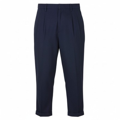 SCOTCH & SODA Damen Hose W26/L32 dunkelblau Plissee Cropped Turn Up Loose Fit