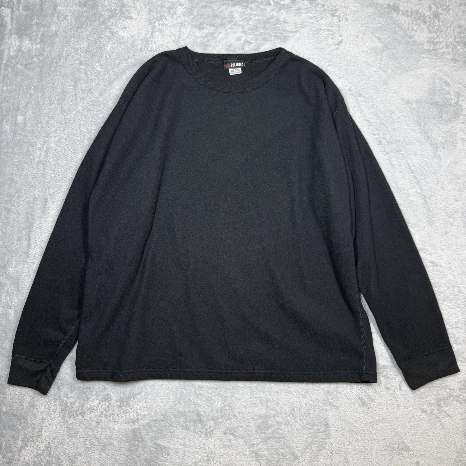 Polartec Fleece Long Sleeve Men 2XL Black Thermal Base Hiking