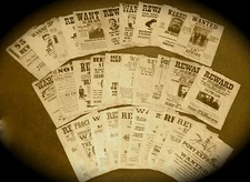 Old West Outlaws Wanted Posters Large Lot of 30 Jesse James Wyatt Earp Tombstone