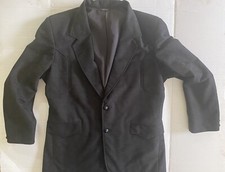 Vtg Pioneer Wear USA Made Blazer Jacket 42 Black Dacron Polyester Western HR
