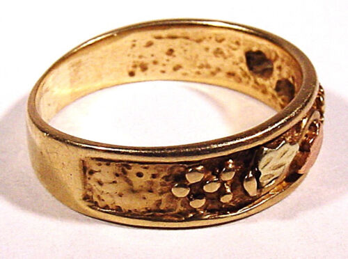Black Hills Gold Ring nugget design Leaves and grapes 10K Multi-tone - Picture 3 of 4