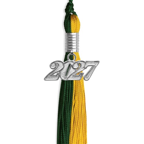 Endea Graduation Hunter Green/Gold Tassel with Silver Date Drop - Picture 6 of 17