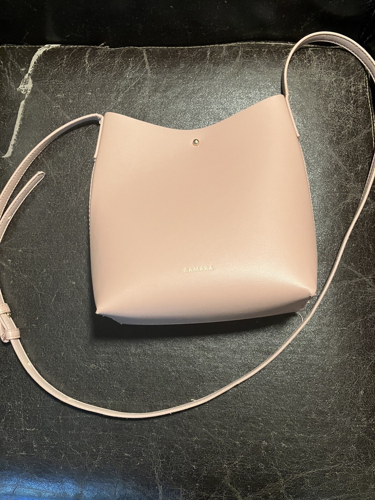 samara vegan leather crossbody shoulder bucket bag in… Gem