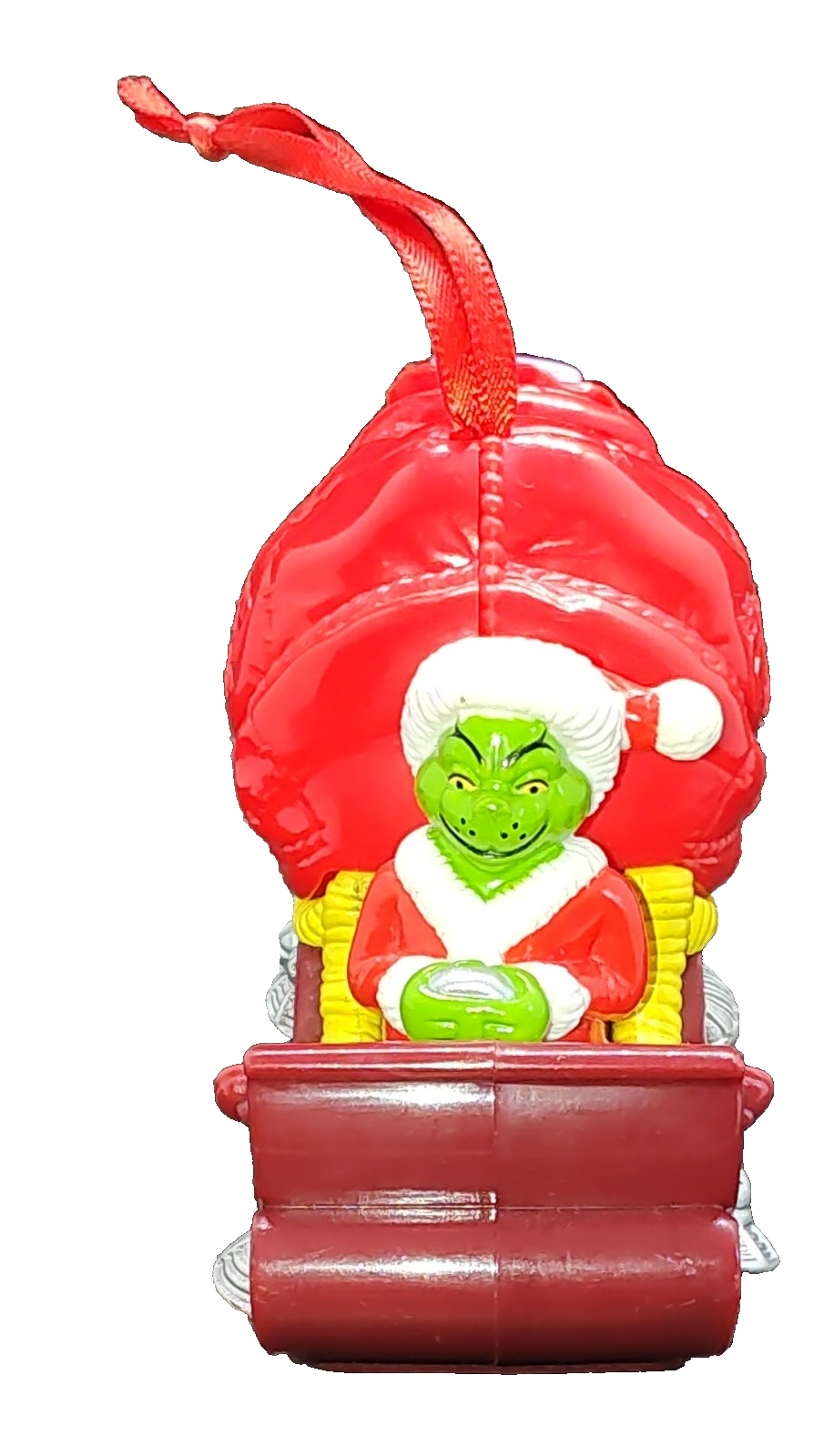 Vintage 3-Inch Grinch Sled Christmas Ornament Inspired by Dr Seuss