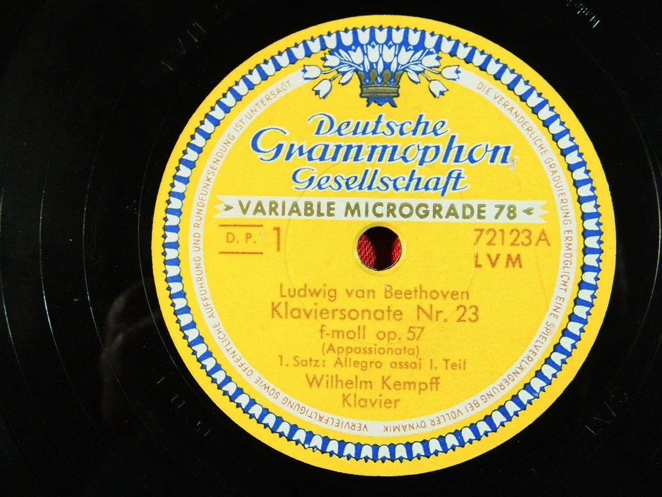 78RPM DGG 721-23-24 LVM WILHELM KEMPFF BEETHOVEN KLAVIERSONATE NR.23 1951 2STÜCK - Bild 2 von 4