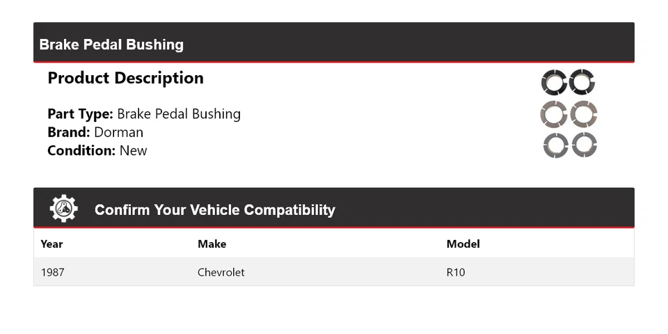 Втулка педали тормоза для 1987 Chevrolet R10 Dorman - Изображение 2 из 4
