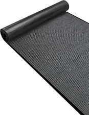 3' X 10' Commercial Grade Striped Brush Step Entrance Mat with Vinyl Backing - I