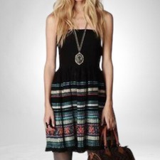 Free People Show Me Your Skirt Dress Black Combo SZ S