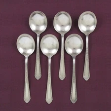 Holmes & Edwards Romance 1925 6 gumbo spoons silverplate flatware round soup