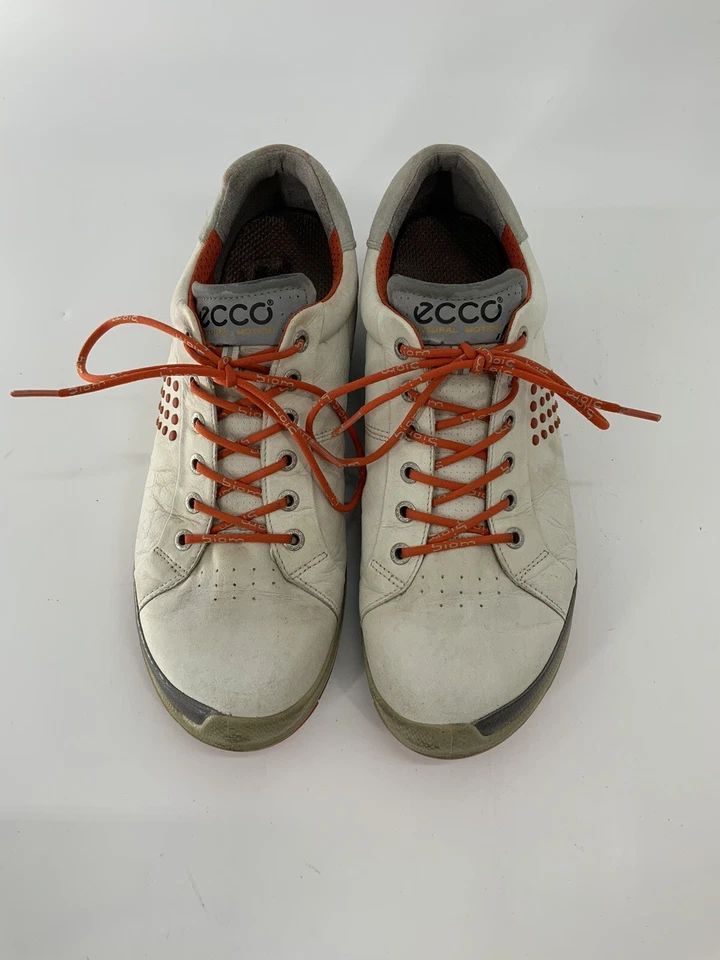 Zapatos de golf ECCO Biom Hybrid 2 10,5 cuero blanco naranja sin clavos YGI K4S-20 Foto 4 de 4