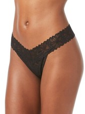 No Boundaries Women's Lace Thong Panties Size X-LARGE Black Floral Lace V Thong