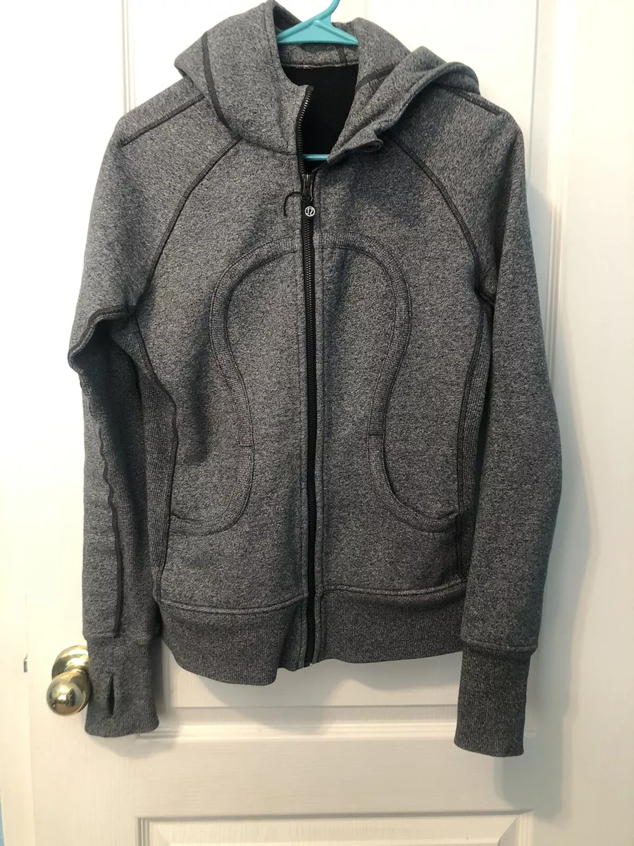 Lululemon Womens Front Zip Logo Hoodie Size 8 Gray Scuba Hoodie