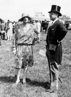 Anthony de Rothschild and wife at Epsom Derby 1920's Old Photo