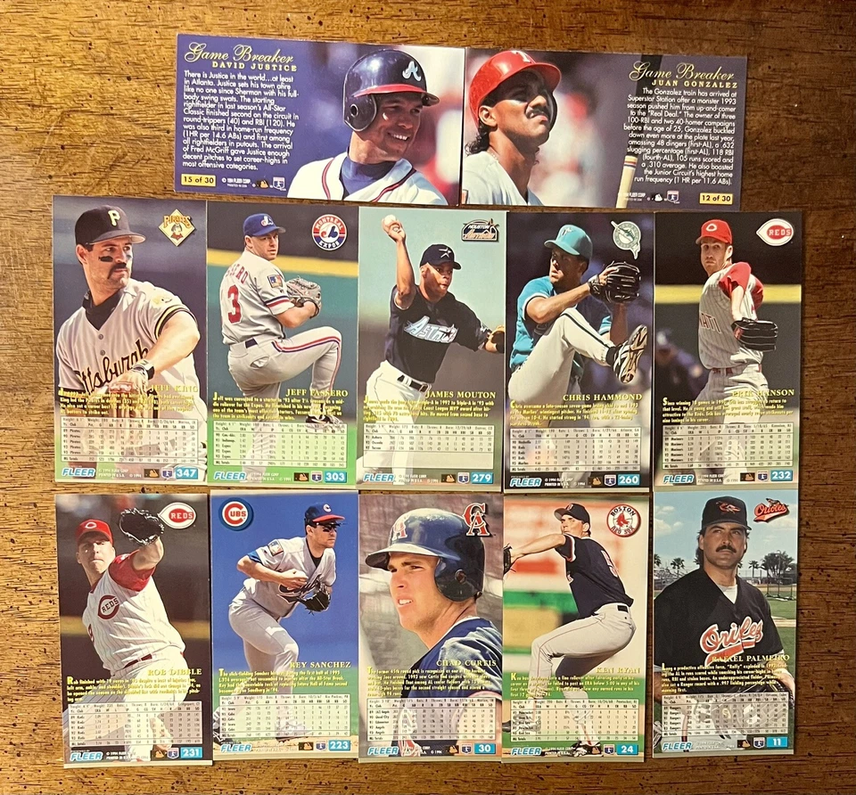 Lote de 24 tarjetas de béisbol Fleer Extra Bases 1994 altas de gran aspecto casi nuevas Foto 3 de 4