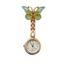 Butterfly Decor Quartz Watch Brooch Nurses Doctors Students Cute Lapel Clip Gift