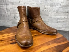 Frye John Addison Boots Men 10.5D Phillip Shoes Brown Leather Harness Moto Biker