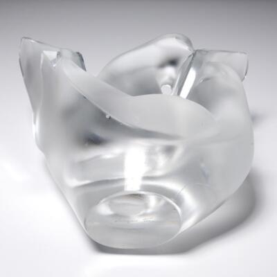 Lalique France Sylvie Love Birds Doves Frosted Crystal Flower Vase