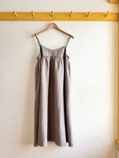 nest Robe Japan linen slip sun dress empire waist volume beige putty OS