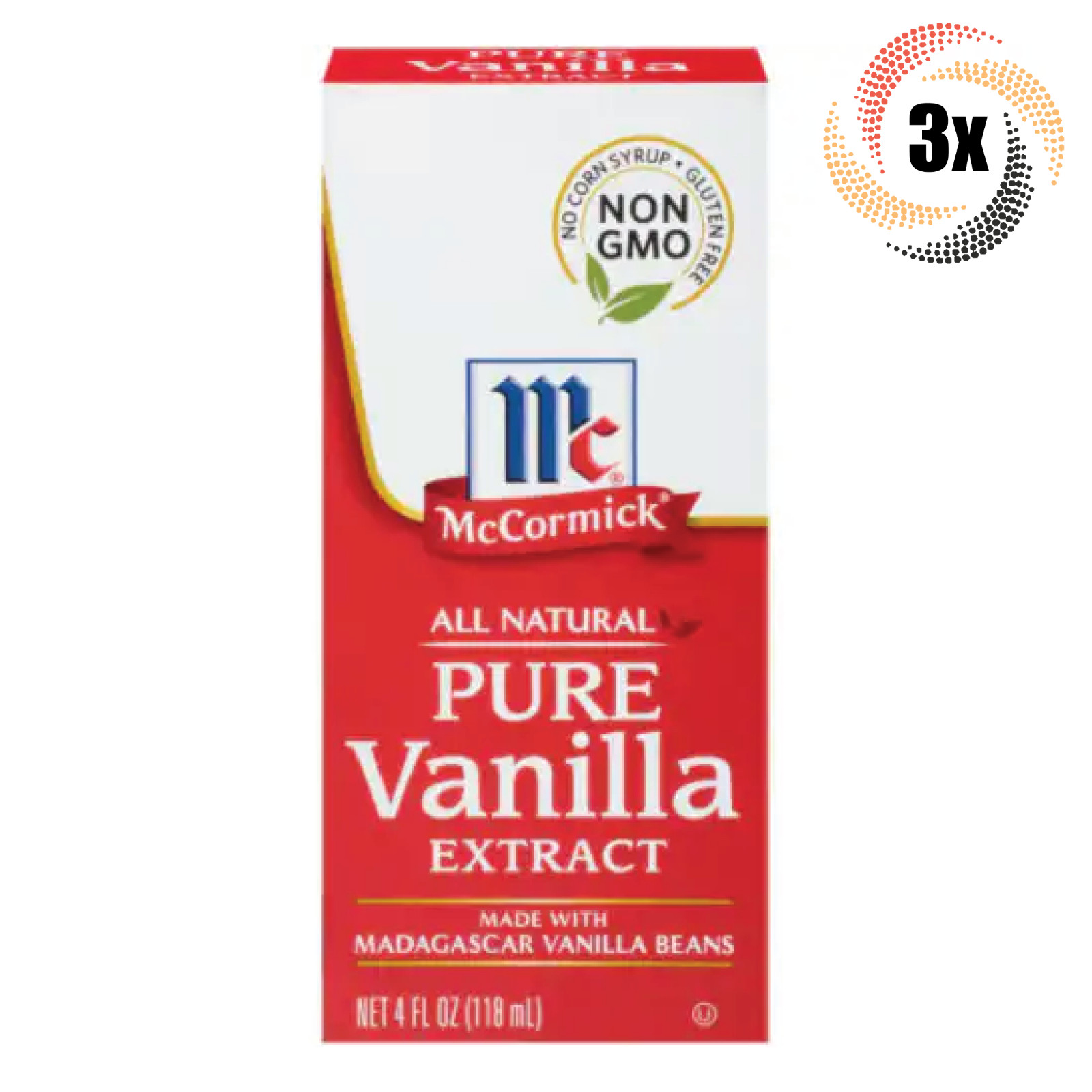 3 упаковки чистого экстракта ванили McCormick | 4 унции | Мадагаскарские бобы ванили