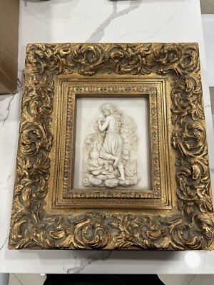 ITALIAN FRAMED FAUX MARBLE RESIN RELIEF PLAQUE