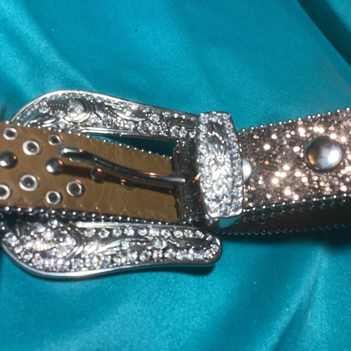 Nocona Girl's Western Bling Belt & Buckle Horseshoes/0Rhinestone Pink Size 18 - Picture 8 of 10