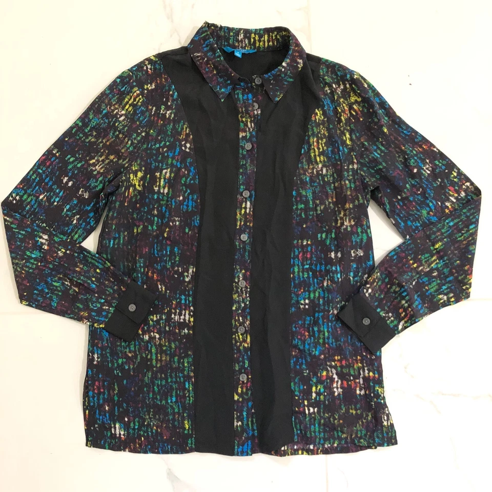 Derek Lam Women Splatter Blouse Size S Top Shirt Long Sleeve Multicolored Foto 2 de 4