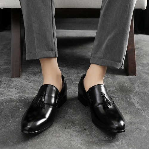 Zapatos De Cuero para hombres Informales Sin Cordones En Punta Oxford Borlas Vestido Formal De Imitación | eBay