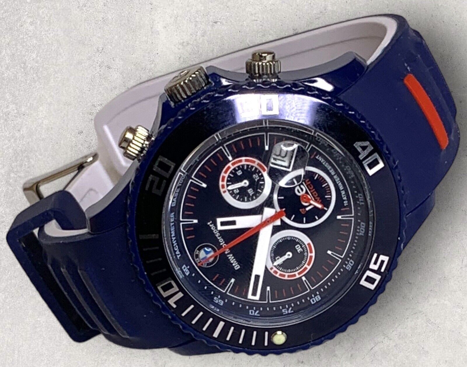 Ice Watch Blue Bmw Motorsport Chronograph Watch Analog Rubber NEEDS NEW BATTERY