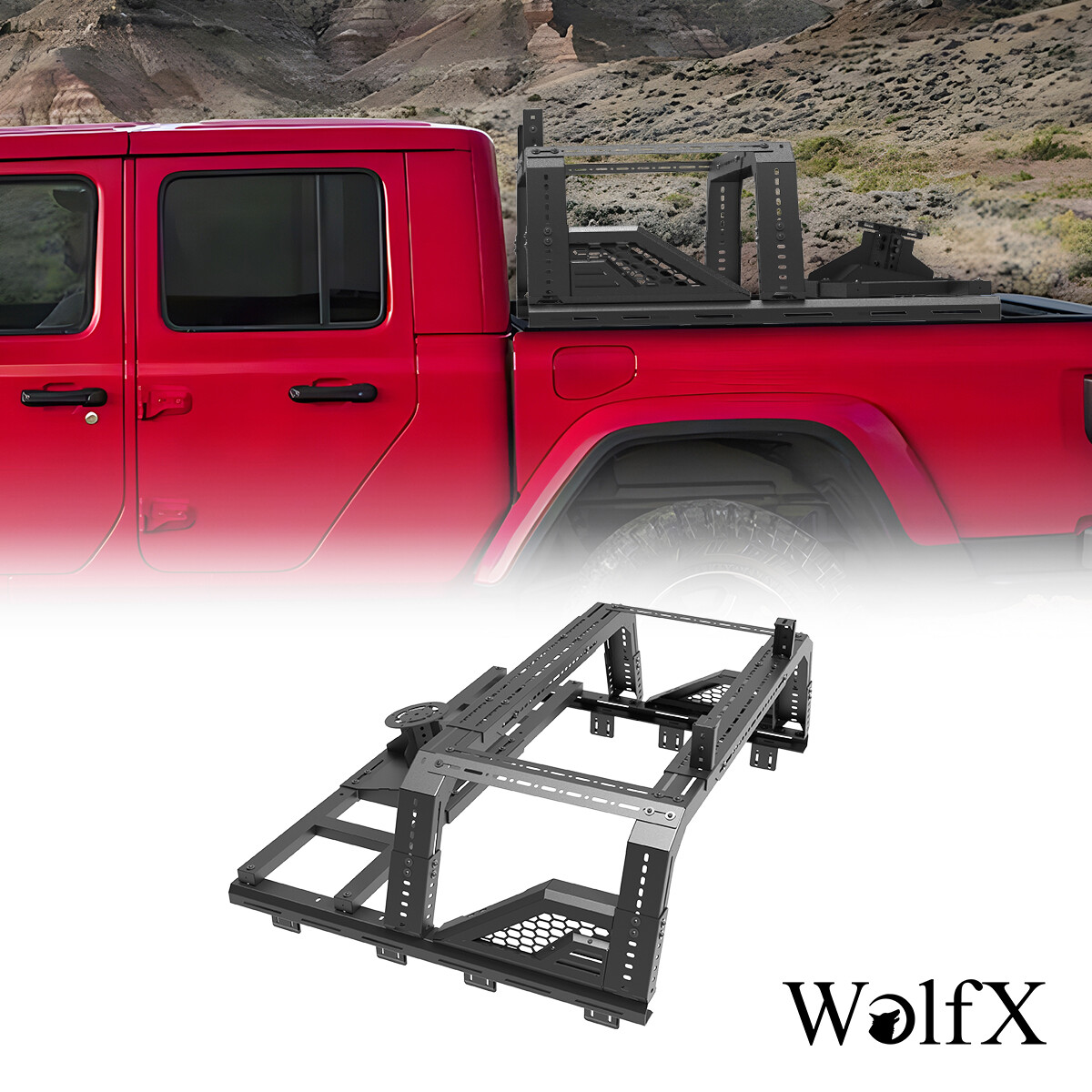 Ford Jeep Mid-Size Truck Roll Bar Chase Rack with Spare Tire Carrier